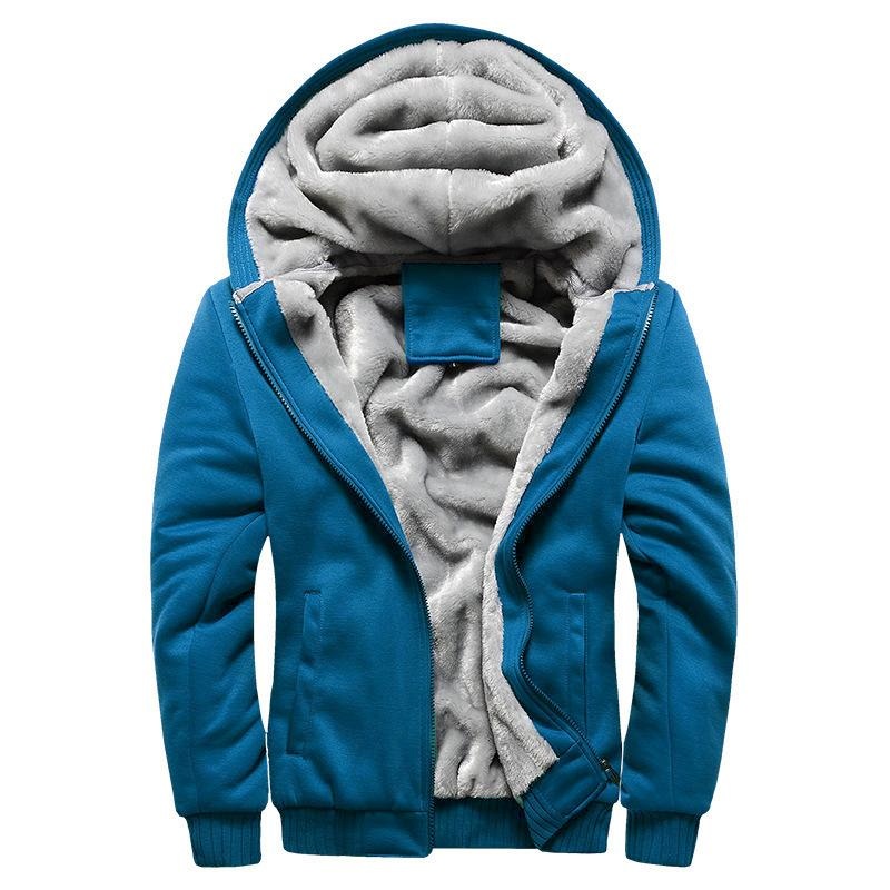 Men’s Casual Fleece Hooded Jacket 64758413F Blue