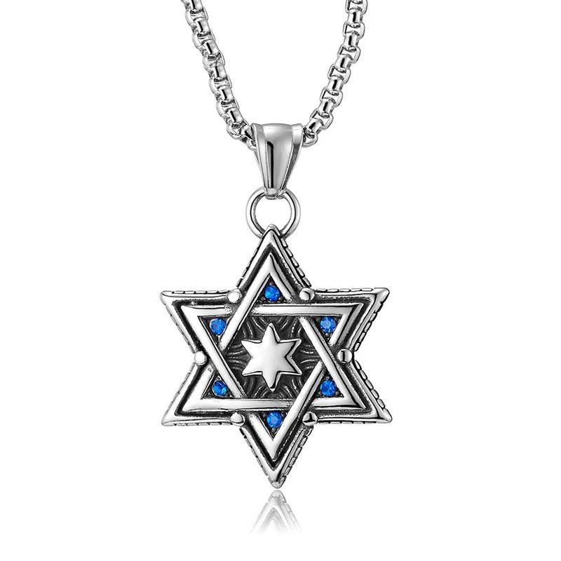 Retro Casual Six-pointed Star Necklace 65906947TO Silver