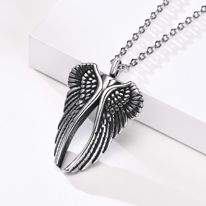 Vintage Casual Angel Wings Necklace 63116785TO Silver