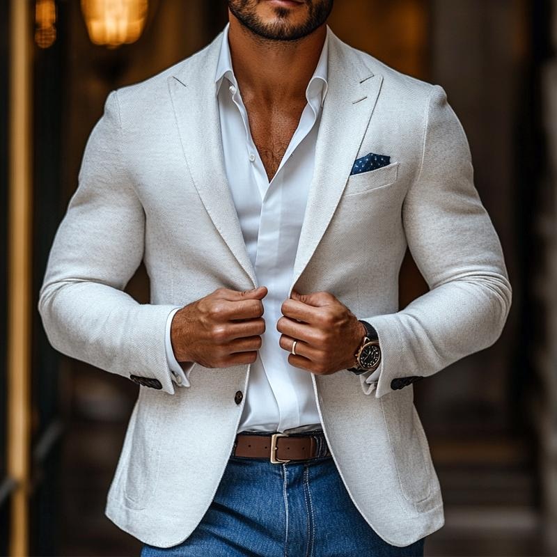 24-hour shipping outMen’s Fashion Solid Color Peak Lapel Two Buttons Casual Blazer 78750746Z White