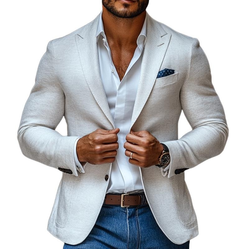 24-hour shipping outMen’s Fashion Solid Color Peak Lapel Two Buttons Casual Blazer 78750746Z White