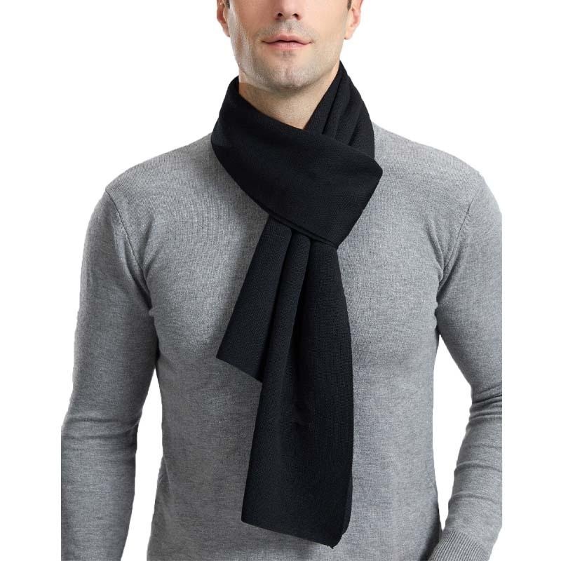 Men’s Classic Solid Warm Knit Scarf 78693130K Black