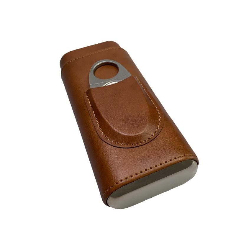 Men’s Portable Cigar Moisturizing Leather Storage Bag 68781620K Light Brown