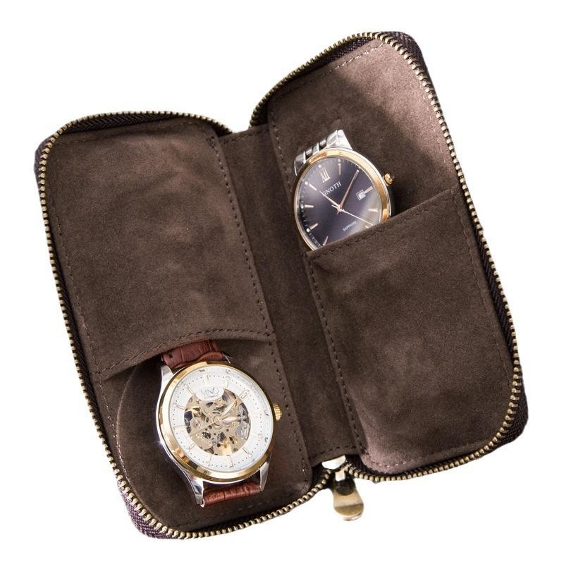 Men’s Vintage Cowhide Handmade Watch Storage Bag 47182540K Coffe