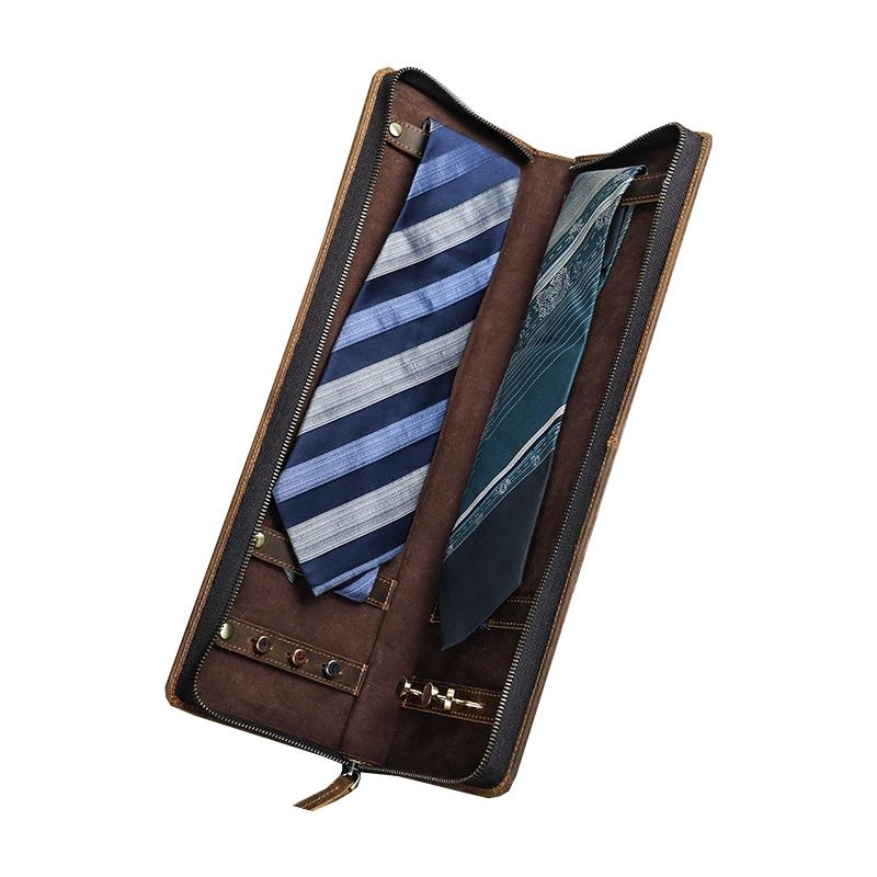 Men’s Classic Vintage Portable Tie Storage Bag 23388439K Coffe