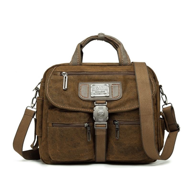 Men’s Retro Large-capacity Crossbody Portable Canvas Bag 01198229U Brown