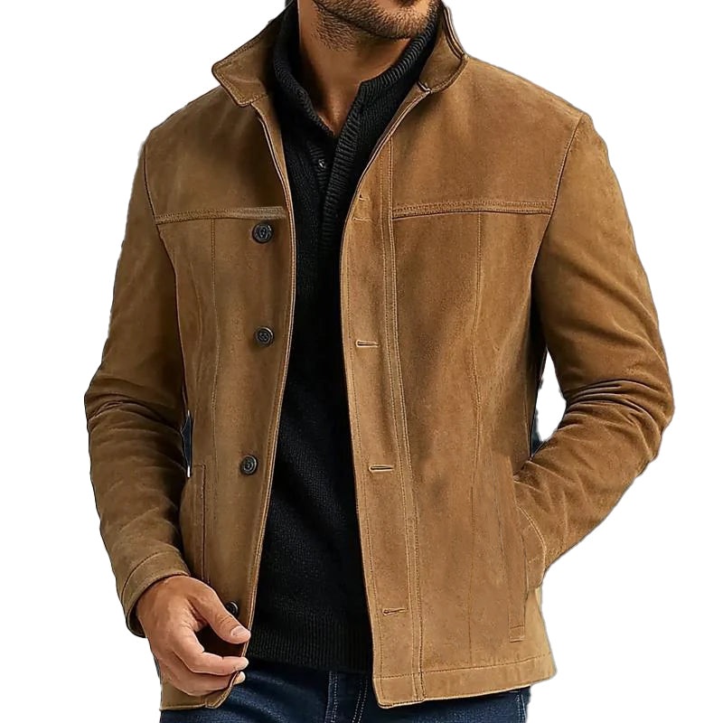 Men’s Vintage Suede Single Breasted Jacket 48500020X Khaki
