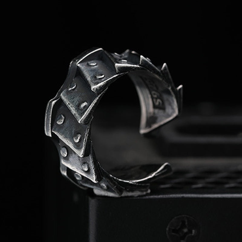 Men’s Fashion Motorcycle Gear S925 Silver Adjustable Ring MTA3025F0M Silver