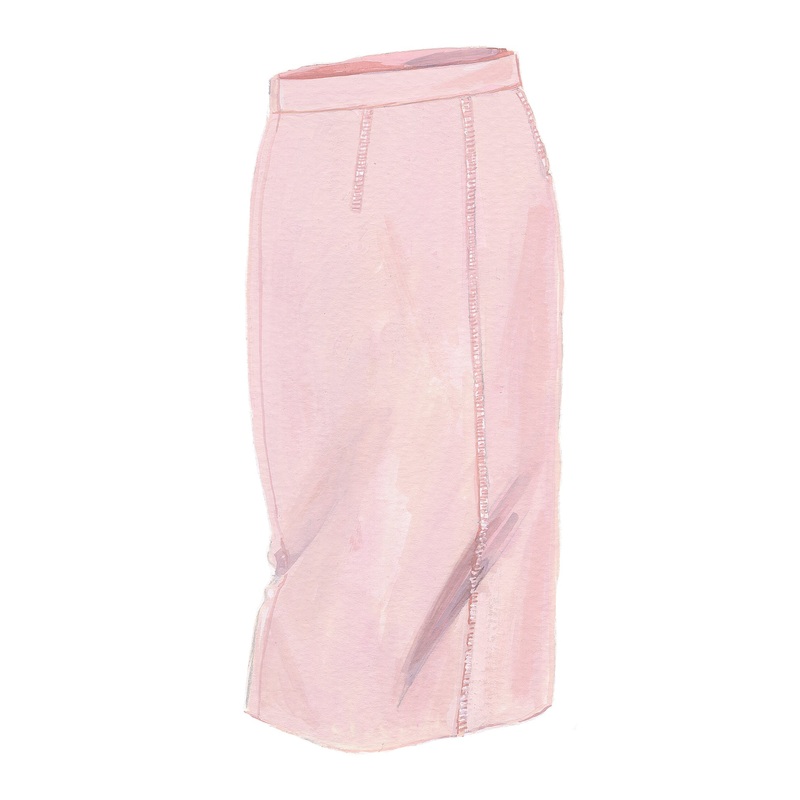Seamed Pencil Skirt Blush