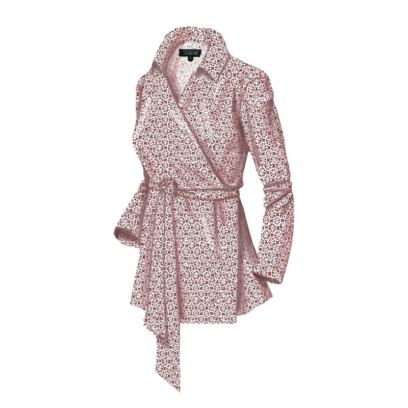 Chloe’s Marvelous Printed Wrap Blouse Dried Rose