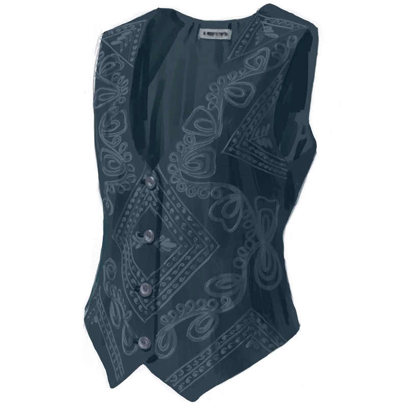 Classic Soutache Vest Dark Teal