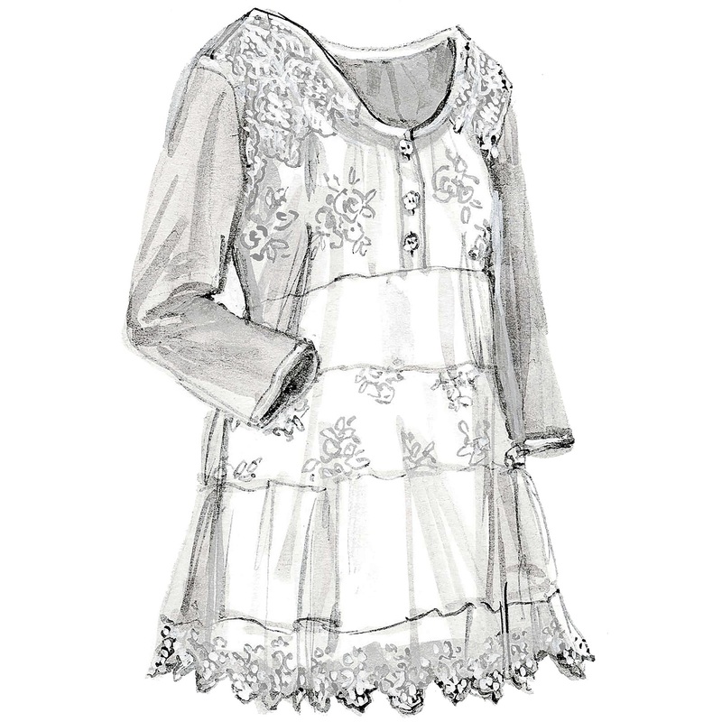 Embroidered Sheer Blouse White