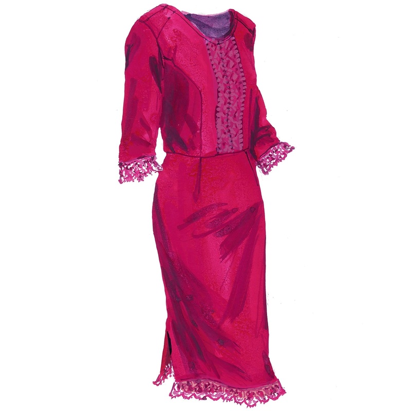 Lace Edge Dress Berry