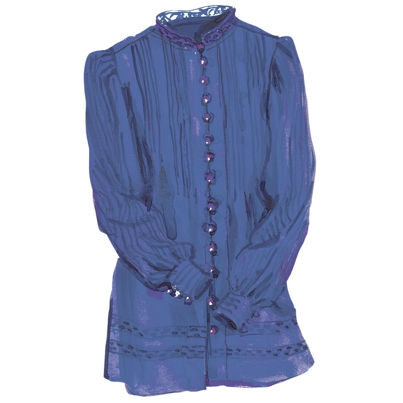 Pleated Blouse Blue