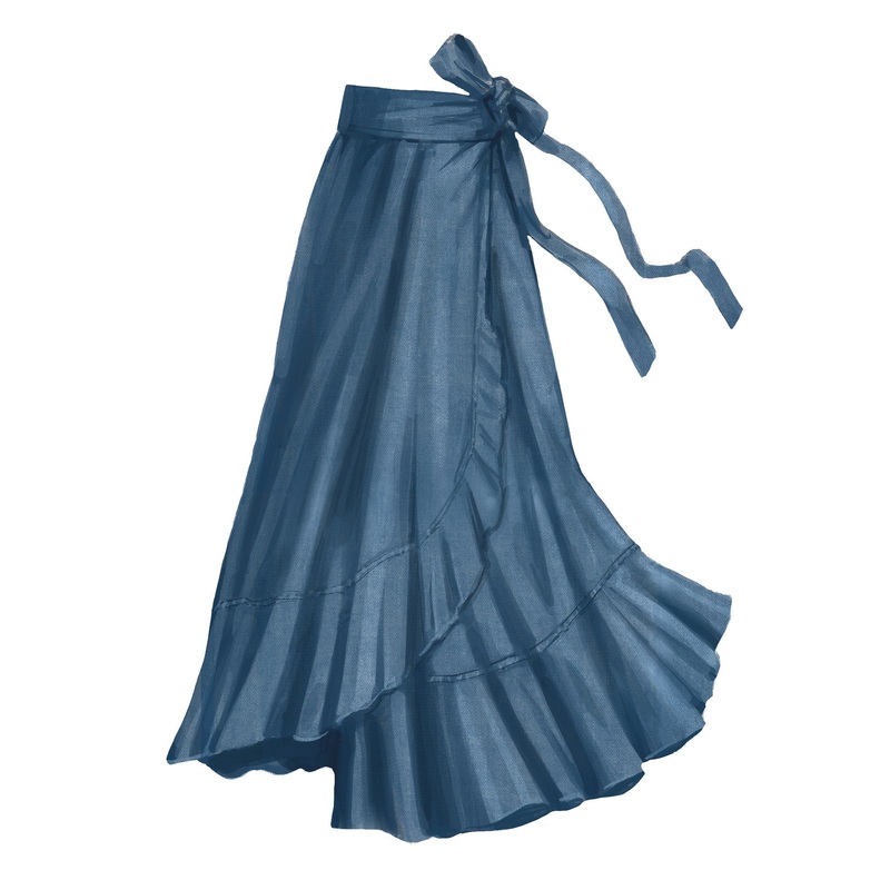 Denim Wrap Skirt Indigo