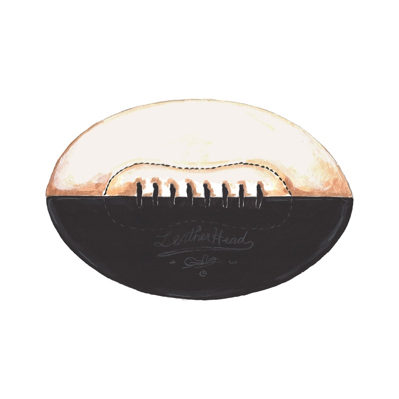 Handstitched Leather Rugby Ball Cream Black