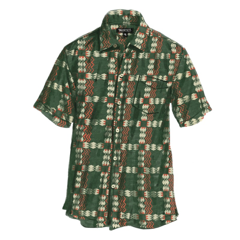 Indonesian Batik Shirt Green Yellow