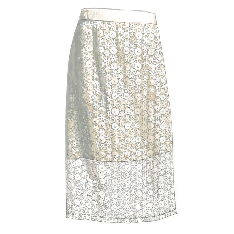 Lace Pencil Skirt Ivory