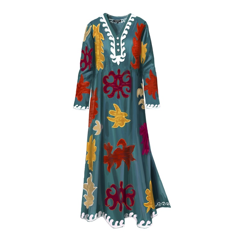 Luisas Applique Caftan Marine Multi