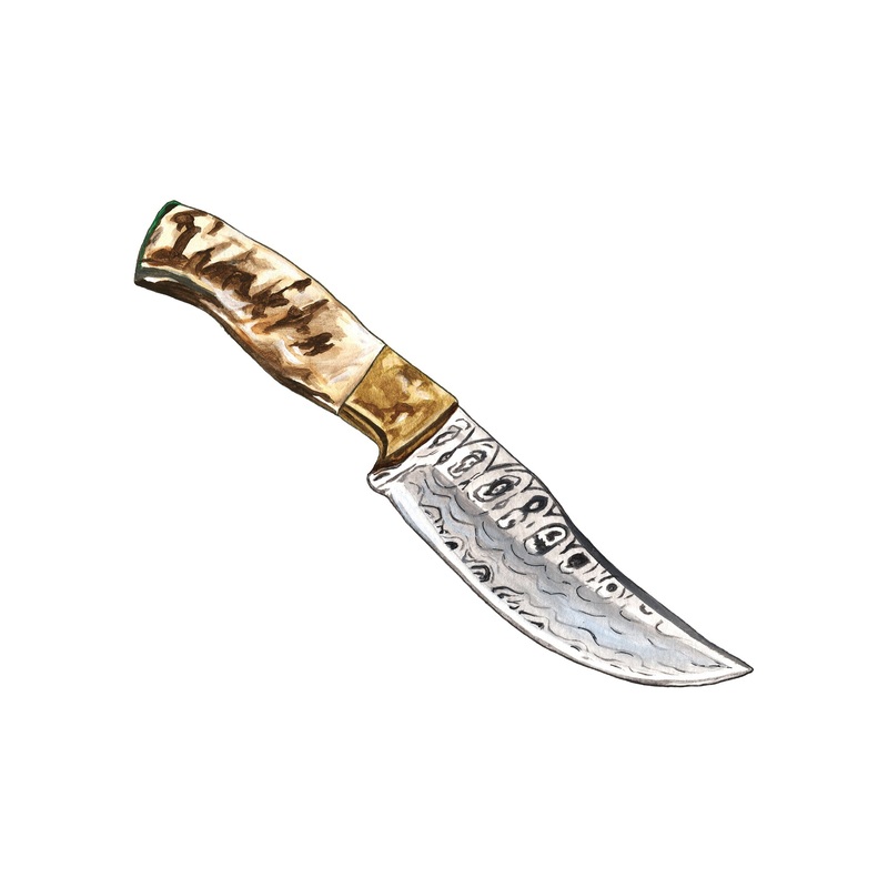 Ram’s Horn Hunter Knife Silver Natural