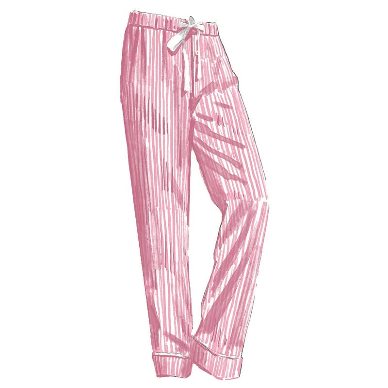 Striped Poplin PJ Pants Light Pink Stripe