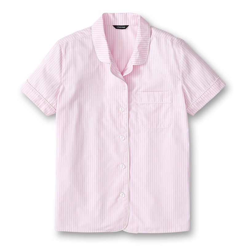 Striped Poplin PJ Shirt Light Pink Stripe