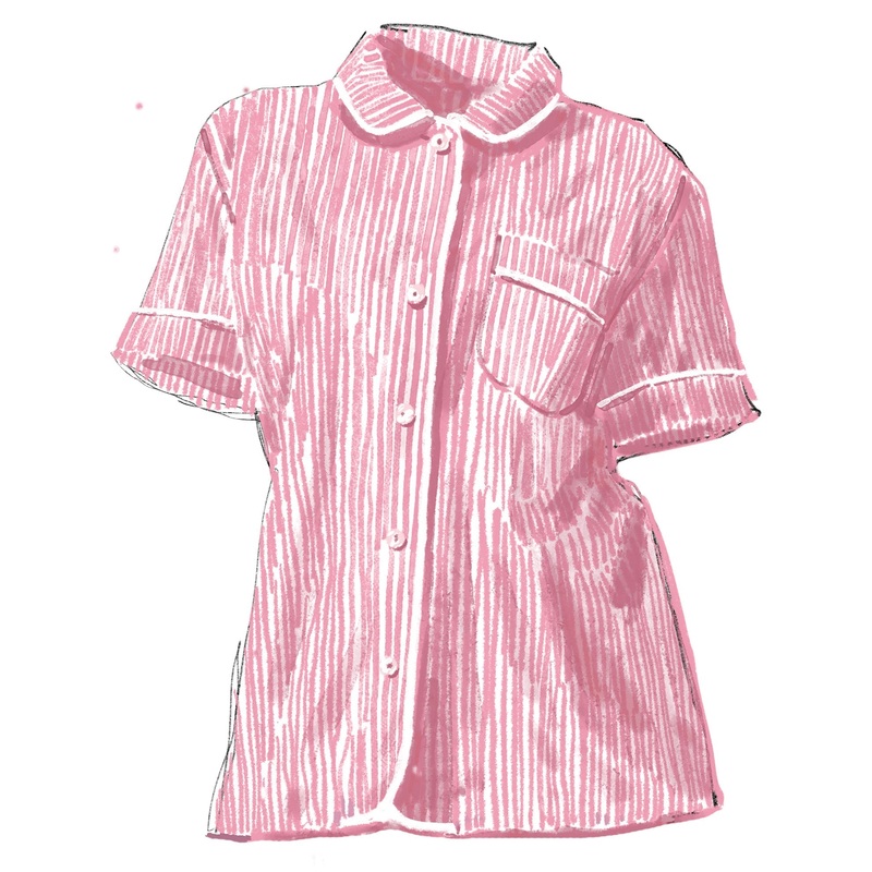 Striped Poplin PJ Shirt Light Pink Stripe