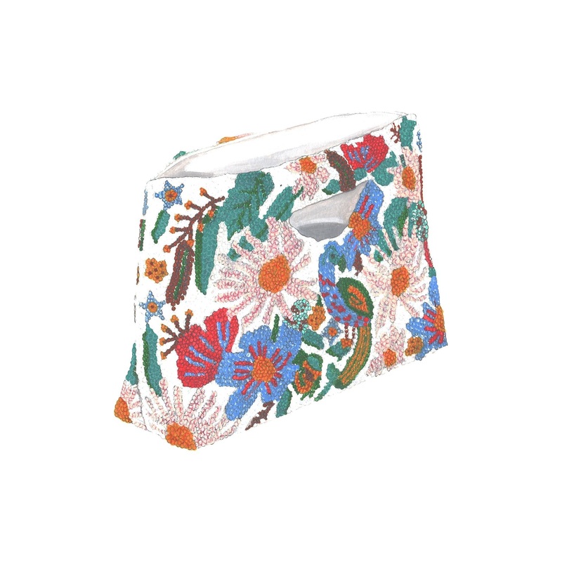 Tropical Beaded Clutch White Multi