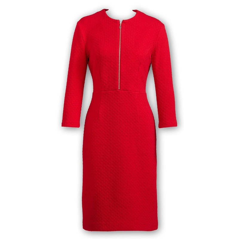 Zip Neck Dress Red
