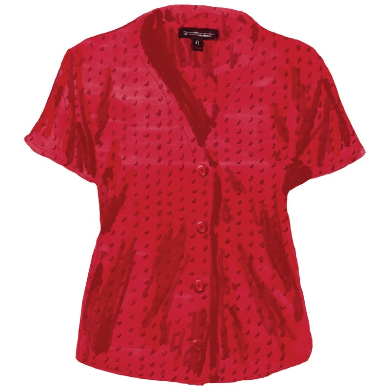 1940s V-Neck Blouse Red