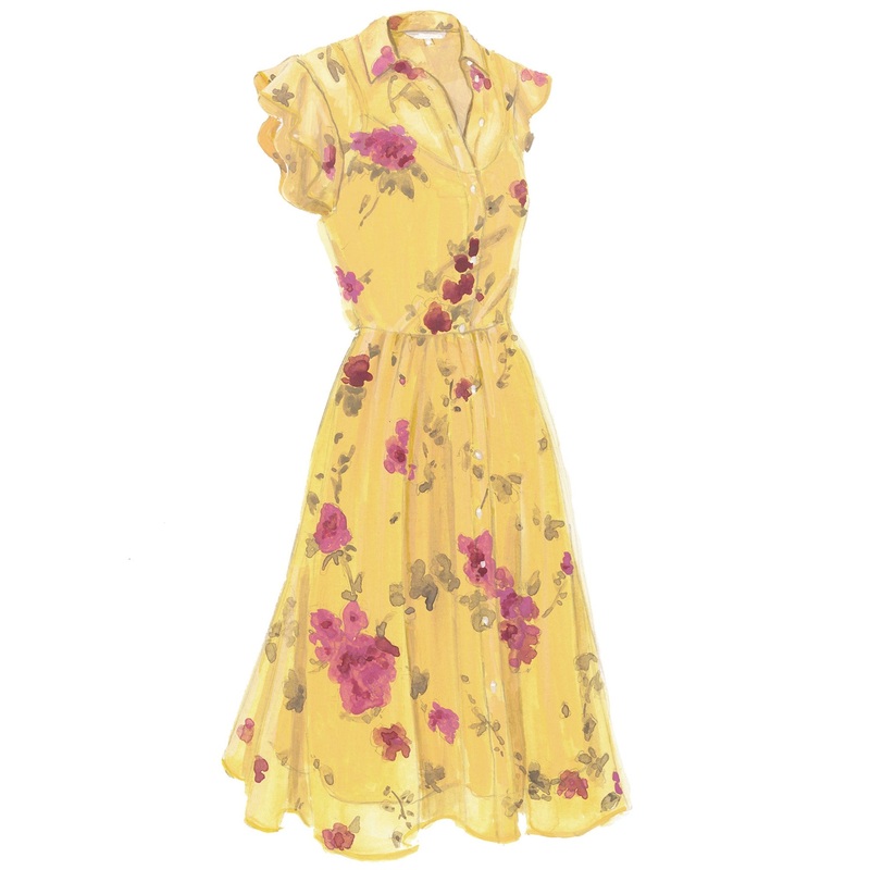Au Plein Air Dress Gold Fuchsia
