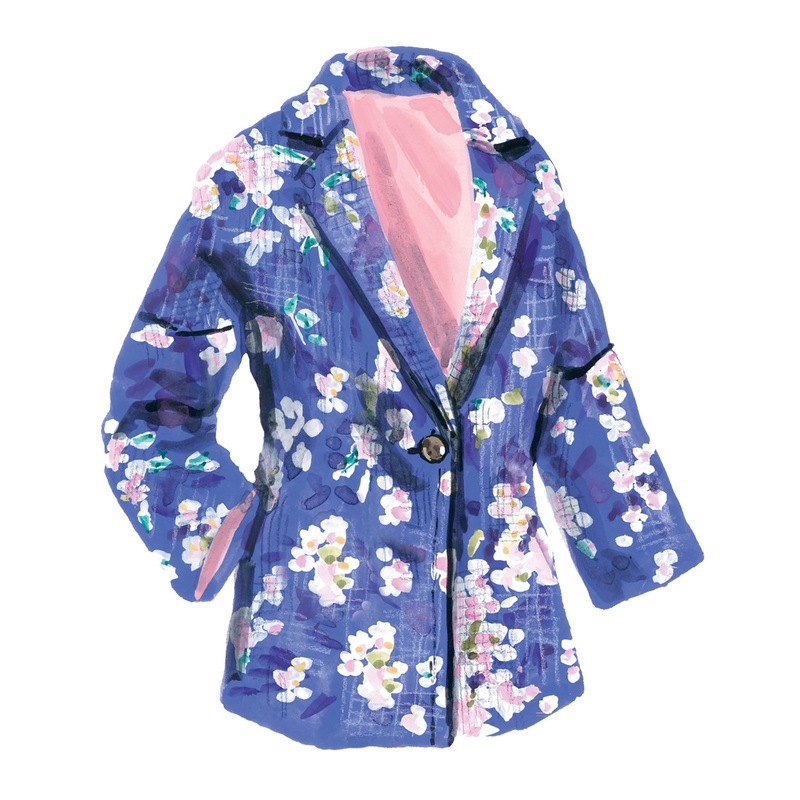 Floral Tweed Blazer Blue Floral