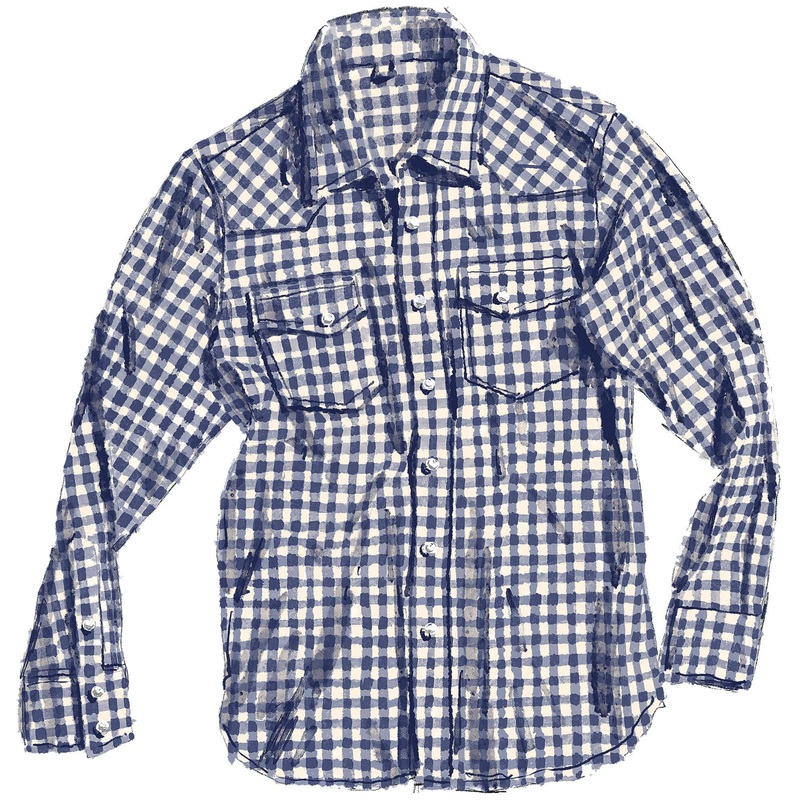 Gingham Western Shirt Blue White