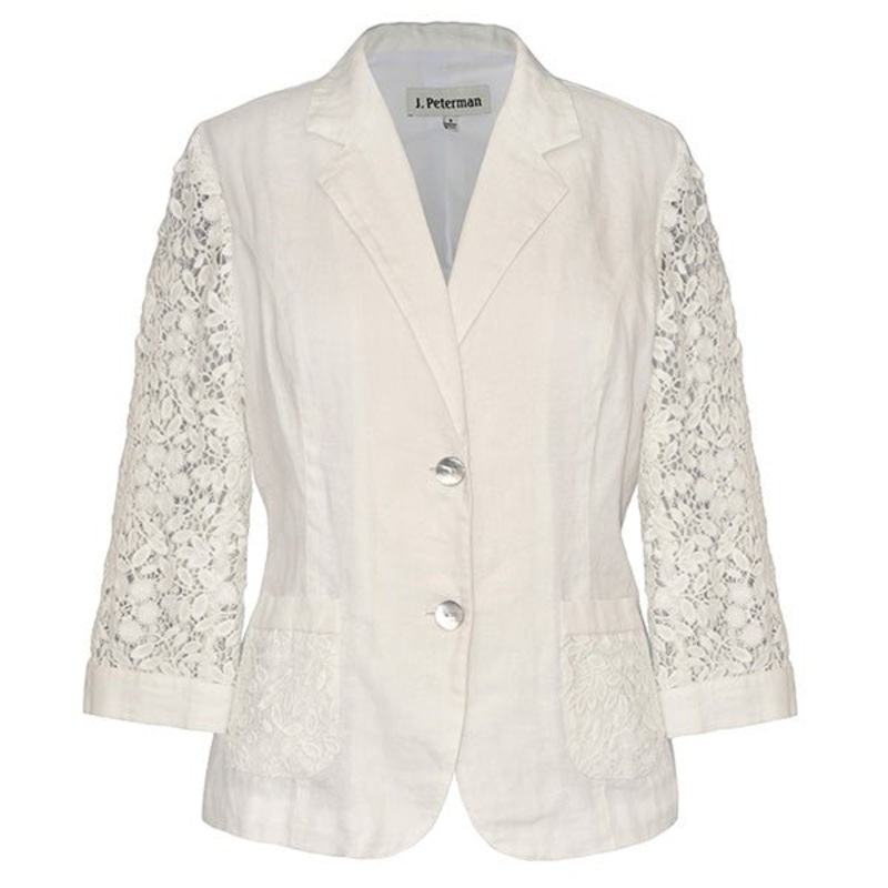 Into Africa Lace Sleeve Blazer White