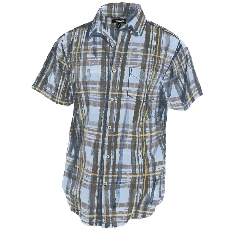Short Sleeve Madras Shirt Blue Plaid