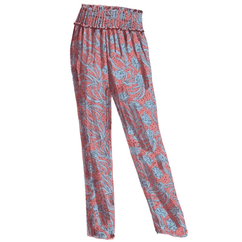 Smocked Waist Pants Pink Blue