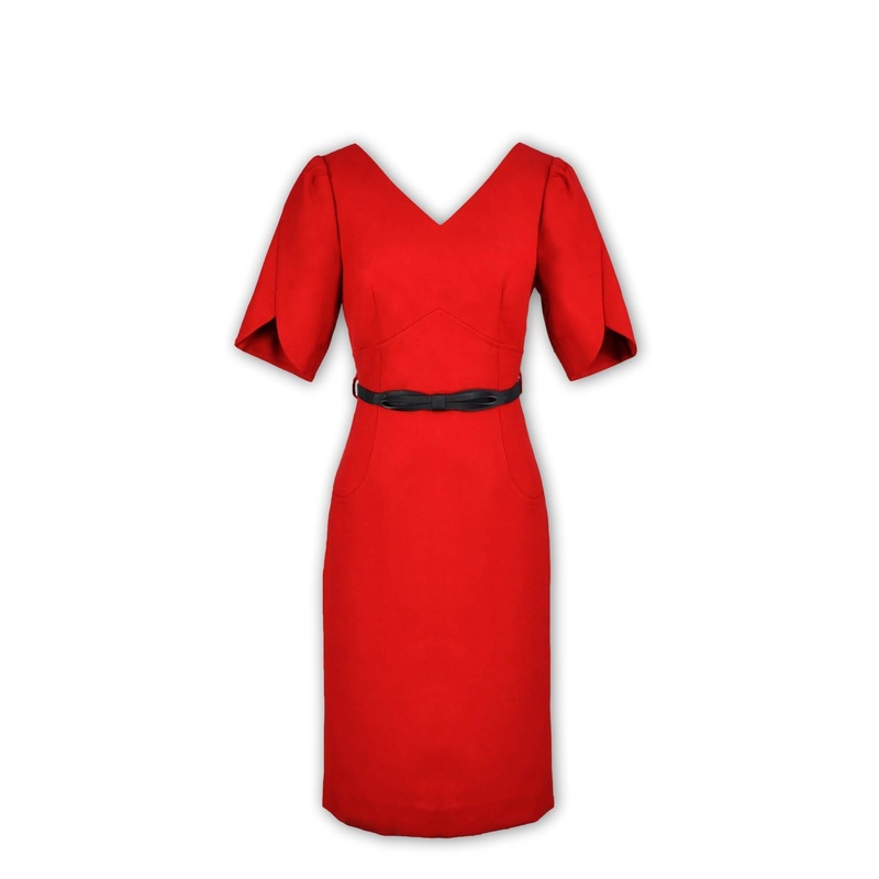 Tulip Sleeve Dress Red