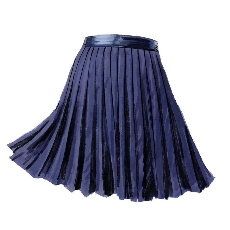 1920s Pleated Tennis Skirt Navy