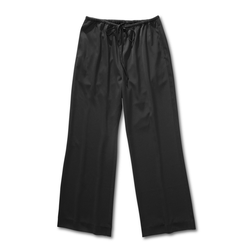 Drawcord Crinkle Pants Jet Black