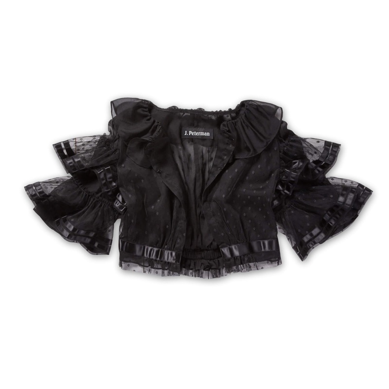 Ruffled Swiss Dot Bolero Black