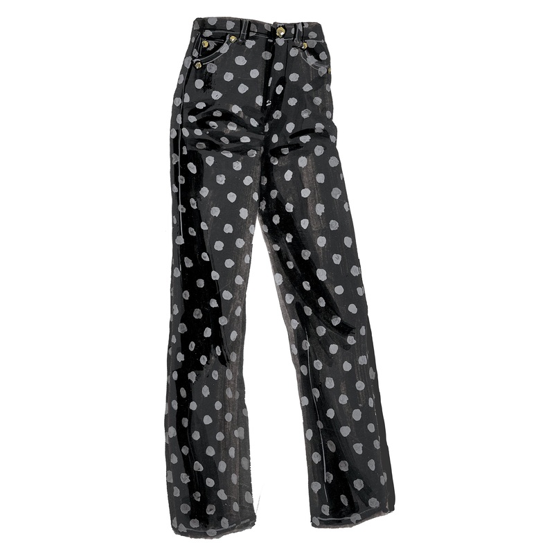 Wide Leg Polka Dot Jeans Rose Brown