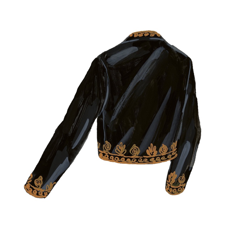 Embroidered Velvet Bolero Black