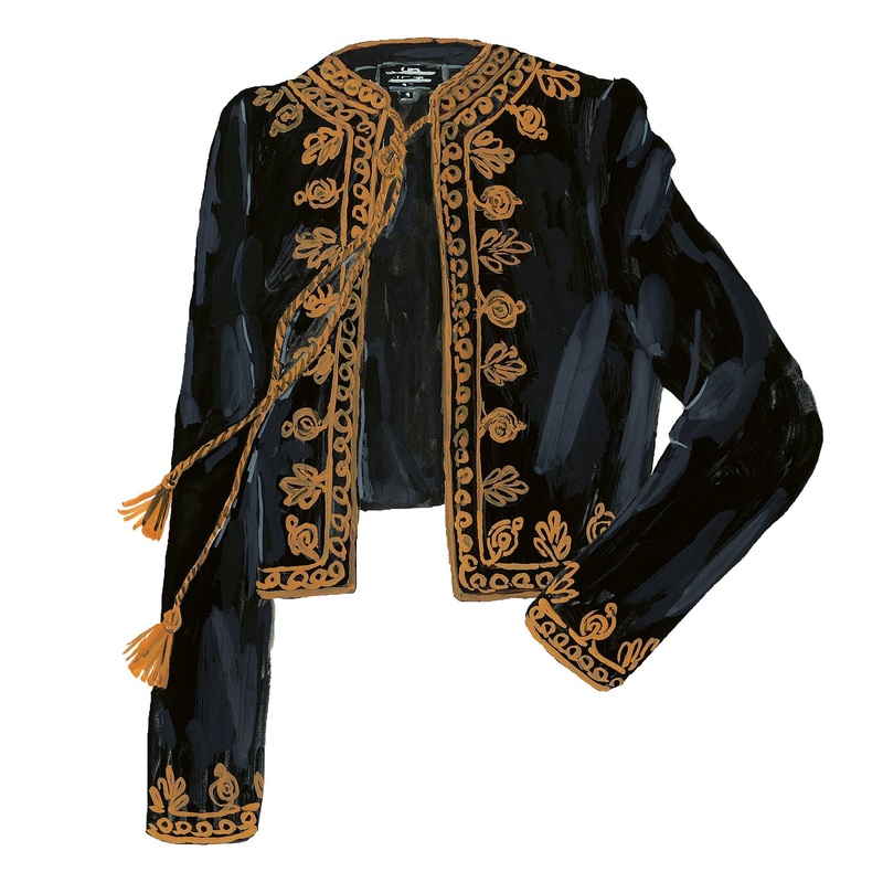 Embroidered Velvet Bolero Black