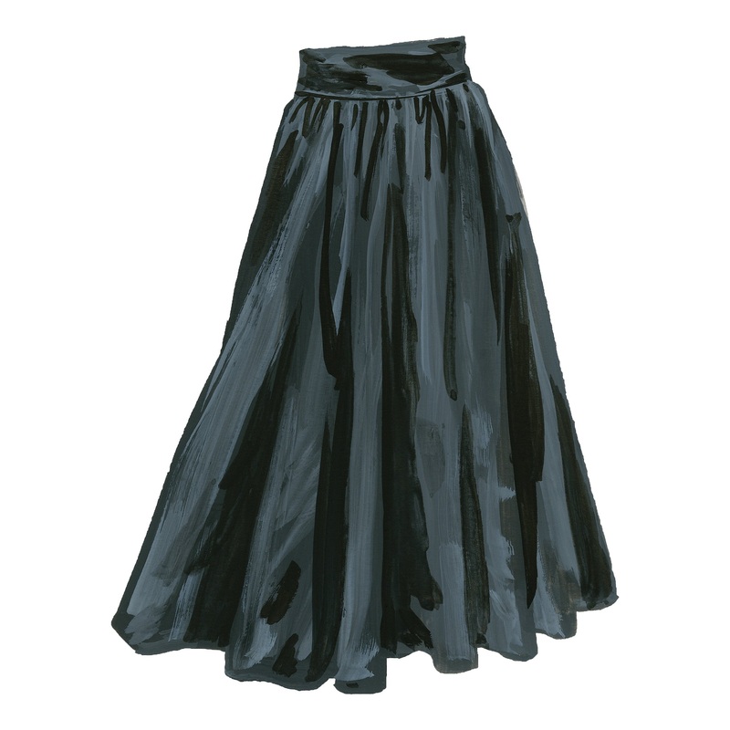 Silk Taffeta Party Skirt Black