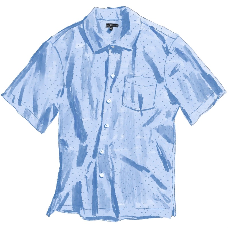 Stretch Pique Camp Collar Shirt Light Blue