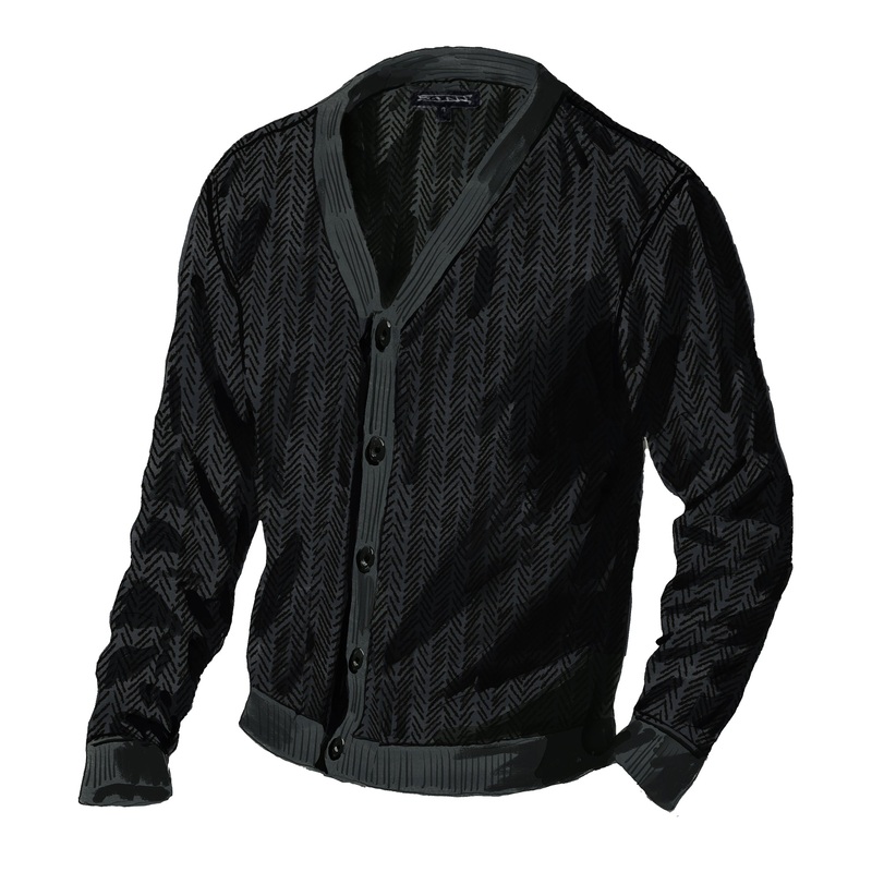 The Library Tweed Cardigan Black Charcoal
