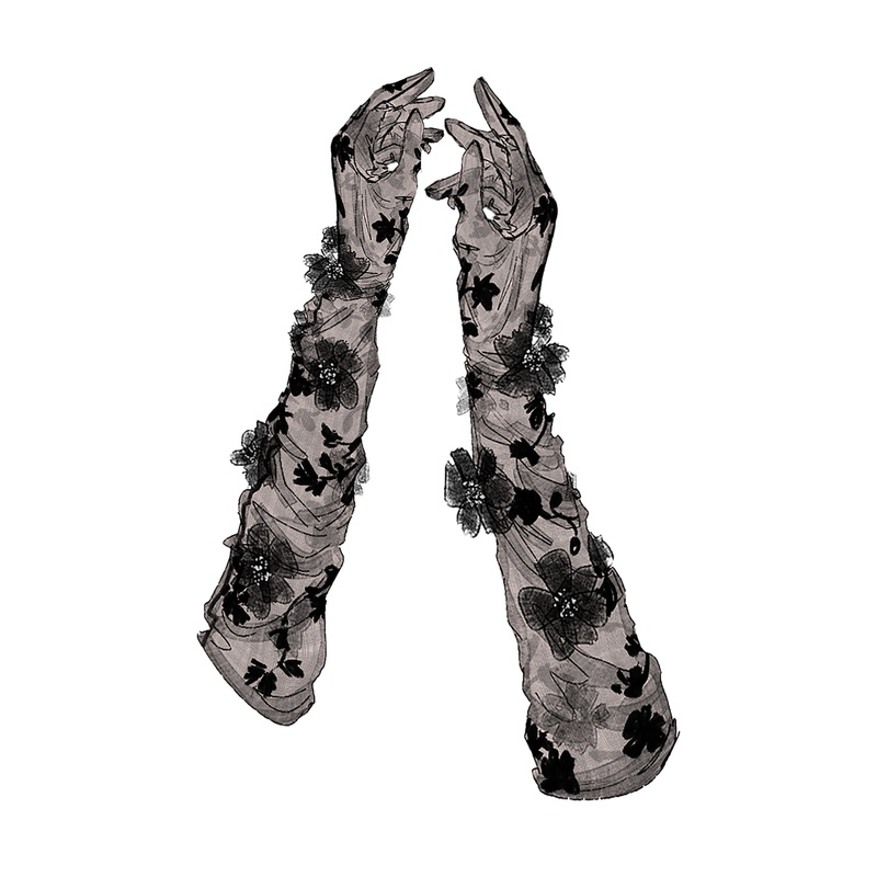 Black Dahlia Opera Gloves Black