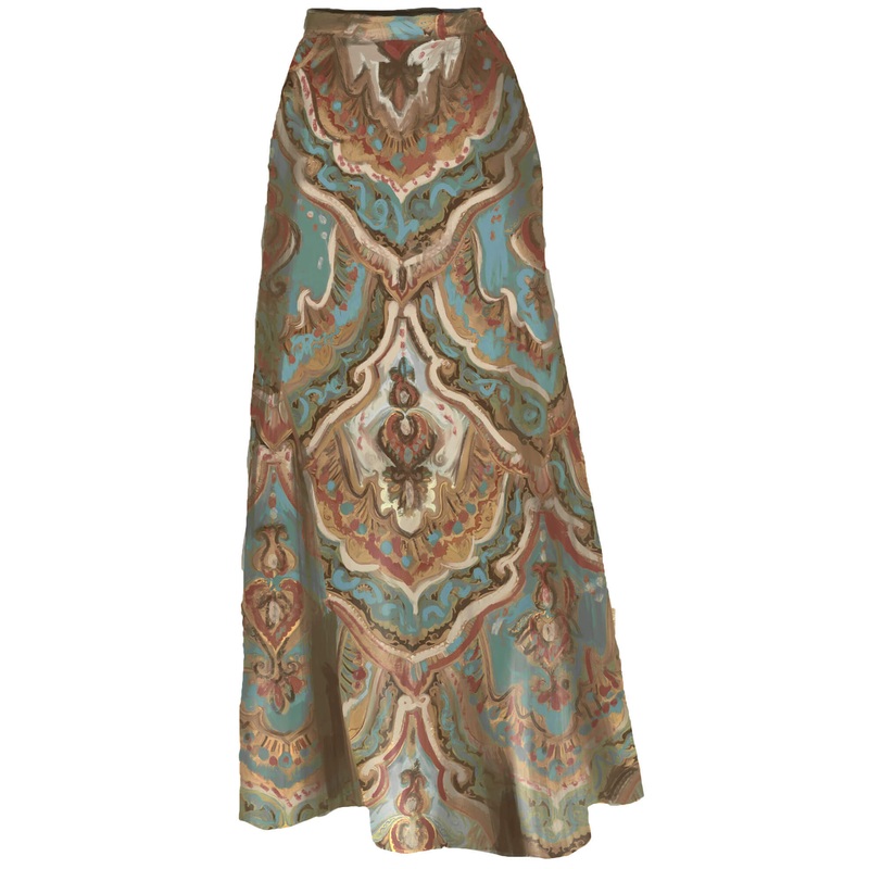 Forest Challis Skirt Sage