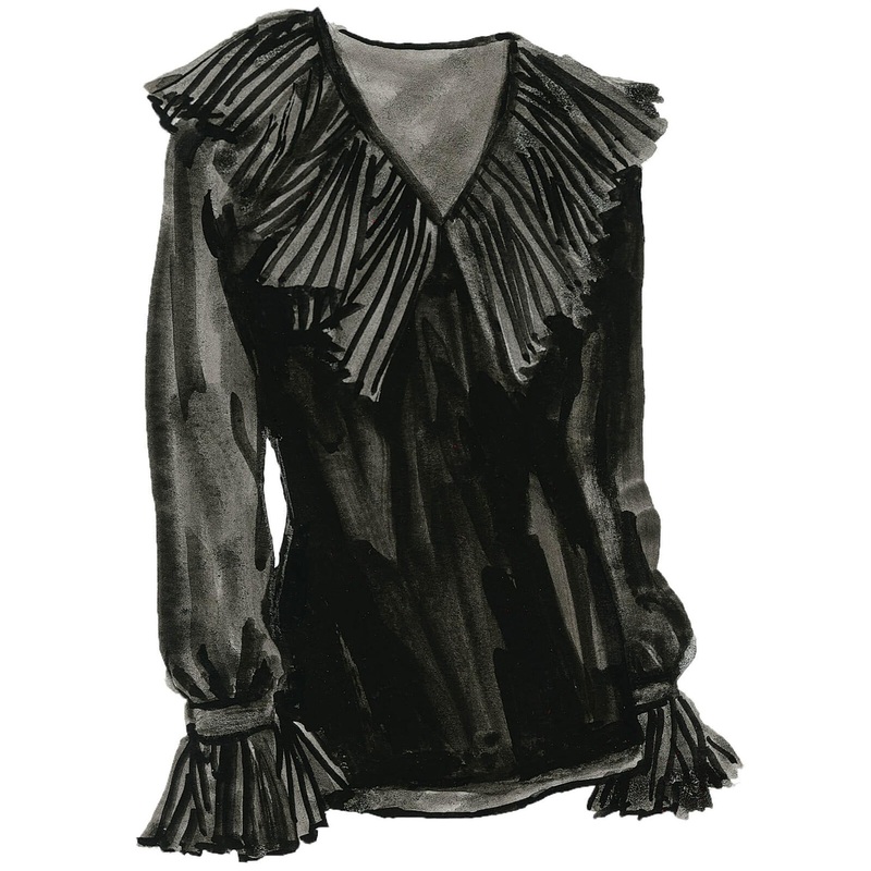 Glamorous V-ruffle Blouse Black
