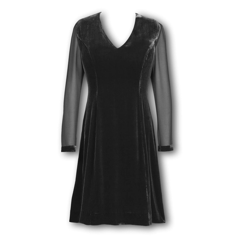 Velvet & Chiffon Dress Black